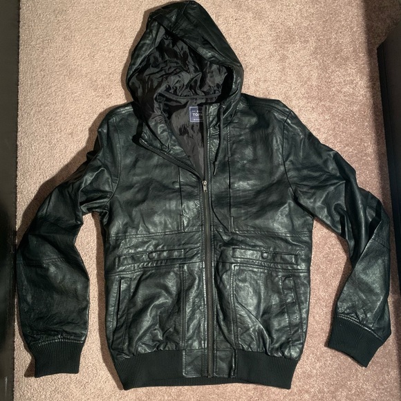 Mens Topman Leather Moto Jacket - Picture 2 of 7